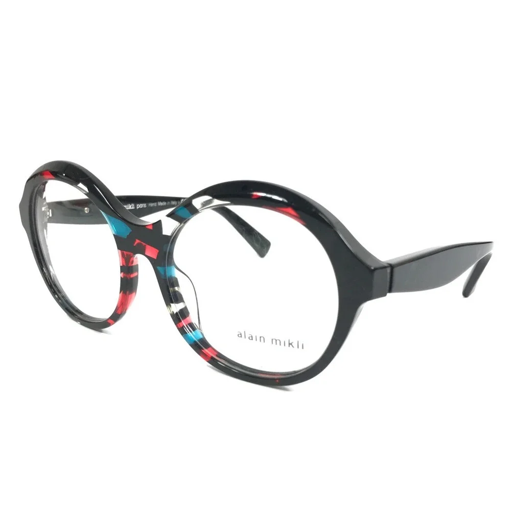Alain Mikli Eyeglasses Frames Floretta A03118 004 Red Teal Stain Round 54-18-140